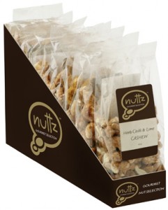 Display of Nuttz flavoured nuts